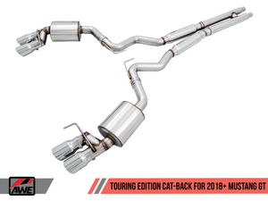 AWE Tuning 2018+ Ford Mustang GT (S550) Cat-back Exhaust - Touring Edition (Quad Diamond Black Tips)