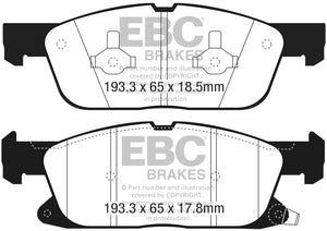 EBC 2016+ Lincoln Continental (10th Gen) 2.7L Twin Turbo Ultimax2 Front Brake Pads