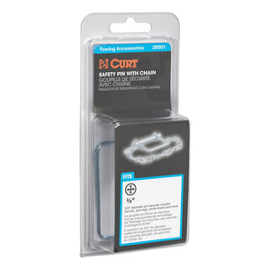 Curt 3/8in Safety Pin w/12in Chain (2-3/4in Pin Length Packaged)