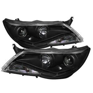 Spyder Volkswagen Tiguan 09-11 Projector Headlights DRL Black High H1 Low H7 PRO-YD-VTIG09-DRL-BK