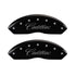 MGP 4 Caliper Covers Engraved Front Cursive/Cadillac Engraved Rear SRX Black finish silver ch