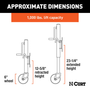 Curt Marine Jack w/6in Wheel (1000lbs 10in Travel)