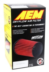 AEM Dryflow Air Filter - Round Tapered - 2.75in Flange ID x 5.5in Base OD x 4.75in Top OD x 7.5in H