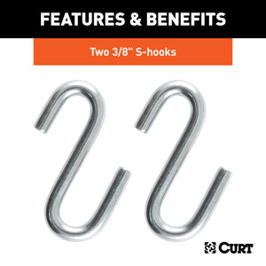 Curt 48in Safety Chain w/2 S-Hooks (2000lbs Clear Zinc Packaged)