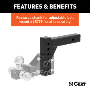 Curt Replacement Adjustable Ball Mount Shank for 45049 or 45799