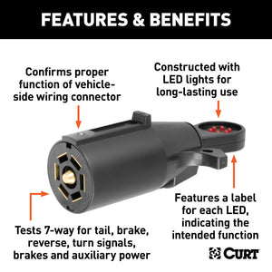 Curt 7-Way RV Blade Connector Tester (Packaged)