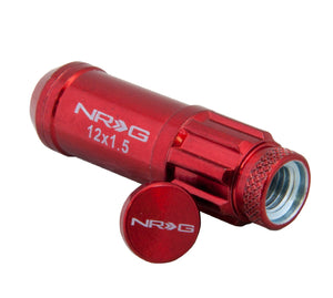 NRG 700 Series M12 X 1.5 Steel Lug Nut w/Dust Cap Cover Set 21 Pc w/Locks & Lock Socket - Red