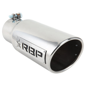 RBP RX-1 Polished Dual-Badged Exhaust Tip Inlet 4in. / Outlet 5in. / Length 12in. - Stainless Steel