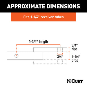 Curt Class 2 Ball Mount (1-1/4in Shank 3500lbs 1-1/4in Rise 9-3/4in Long)