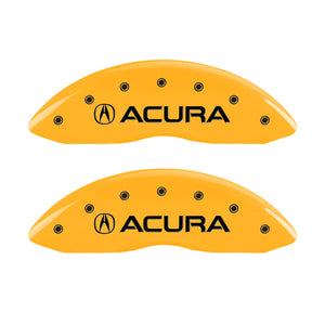 MGP 4 Caliper Covers Engraved Front & Rear Acura Yellow finish black ch