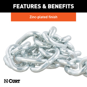 Curt 27in Safety Chain w/1 Snap Hook (2000lbs Clear Zinc)