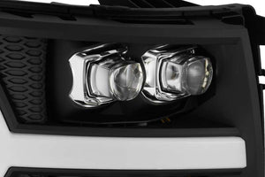 AlphaRex 07-13 Chevy 1500HD NOVA LED Proj Headlights Plank Style Matte Blk w/Activ Light/Seq Signal