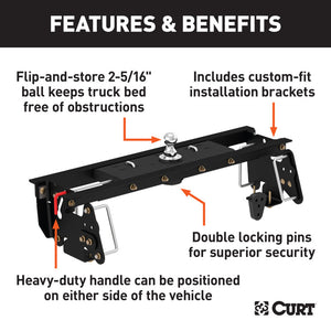 Curt 03-10 Dodge Ram 3500 Double Lock Gooseneck Hitch Kit w/Installation Brackets