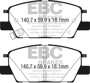 EBC 2016+ Chevrolet Malibu 1.5L Turbo (Elec PB) Yellowstuff Front Brake Pads