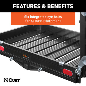 Curt 50in x 30-1/2in Aluminum Hitch Cargo Carrier w/Ramp