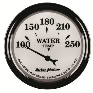 AutoMeter Gauge Water Temp 2-1/16in. 250 Deg. F Elec Old Tyme White II