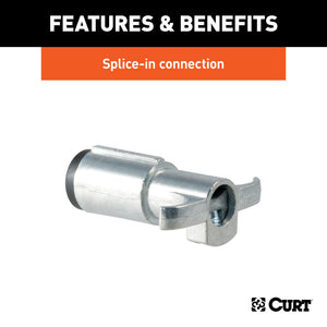 Curt 6-Way Round Connector Plug (Trailer Side Chrome Plastic)