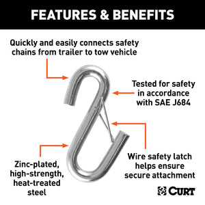 Curt Certified 3/8in Safety Latch S-Hook (2000lbs)