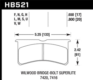 Hawk HT-14 16.51mm Thickness DTC-50 Race Brake Pads