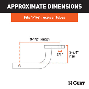 Curt Class 1 Ball Mount (1-1/4in Shank 2000lbs 3in Rise 9-1/2in Long)