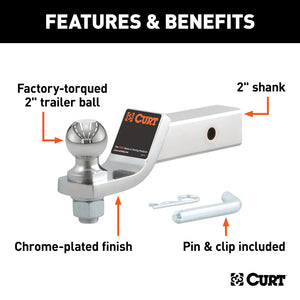 Curt Loaded Ball Mount w/2in Ball (2in Shank 7500lbs 2in Drop)