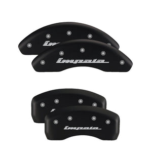 MGP Front set 2 Caliper Covers Engraved Front Bowtie Black finish silver ch