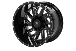 RBP 65R Glock 22x14 8x165.1 BP / 4.5 BS / -76mm Offset 117mm CB Gloss Black w/Machined Grooves Wheel