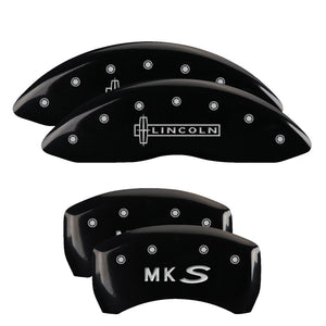 MGP 4 Caliper Covers Engraved Front Lincoln Engraved Rear MKS Black finish silver ch