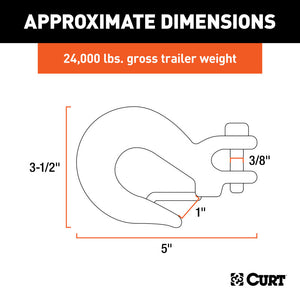 Curt 3/8in Safety Latch Clevis Hook (24000lbs)