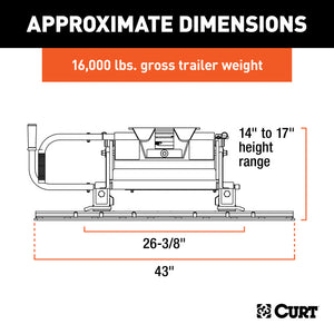 Curt E16 5th Wheel Hitch w/Roller & Rails