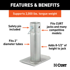 Curt Pin-On Jack Foot (Fits 2in Tube 2000lbs 8-1/2in Height)