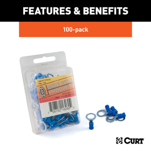 Curt Ring Terminals (16-14 Wire Gauge 3/8in Stud Size 100-Pack)