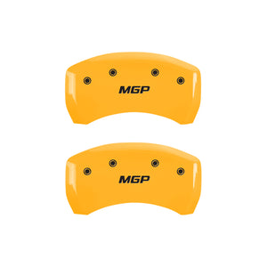 MGP 4 Caliper Covers Engraved Front & Rear MGP Yellow Finish Black Char 2019 GMC Arcadia