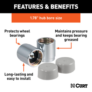 Curt 1.78in Bearing Protectors & Covers (2-Pack)