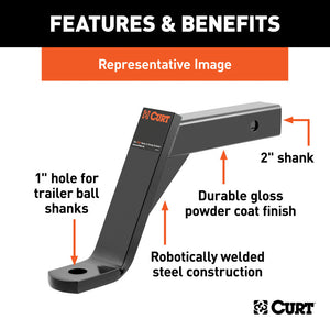 Curt Class 3 Ball Mount (2in Shank 5000lbs 10in Drop 14in Long)