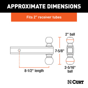 Curt Multi-Ball Mount (2in Solid Shank 2in & 2-5/16in Black Balls)