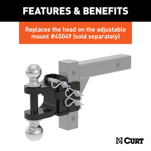 Curt Replacement Adjustable Multipurpose Ball Mount Head for 45049