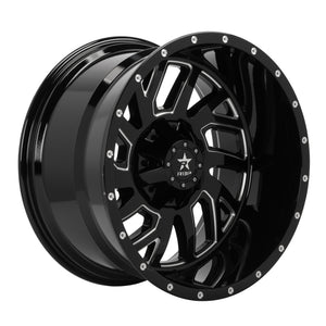 RBP 65R Glock 22x12 5x127 BP / 4.75 BS / -44mm Offset 78mm CB Gloss Black w/Machined Grooves Wheel