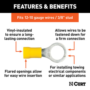 Curt Ring Terminals (12-10 Wire Gauge 3/8in Stud Size 100-Pack)