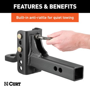 Curt Adjustable Channel Mount w/1in Ball Hole (2in Shank 6000lbs 6-3/4in Drop)