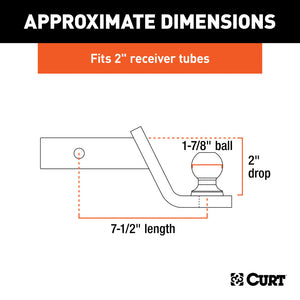 Curt Fusion Ball Mount w/1-7/8in Ball (2in Shank 5000lbs 2in Drop)