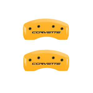 MGP 4 Caliper Covers Engraved Front & Rear C6/Corvette Yellow finish black ch