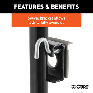 Curt Bracket-Mount Swivel Jack w/Side Handle (2000lbs 10in Travel)