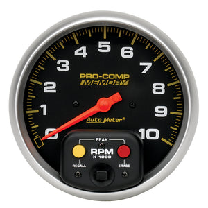 Autometer Pro-Comp 5 inch 10K RPM with Peak Memory  In-Dash Tachometer