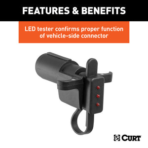 Curt Electrical Adapter w/Tester (6-Way Round Vehicle to 4-Way Flat Trailer)