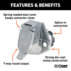 Curt 7-Way Round Connector Socket (Vehicle Side)