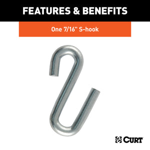 Curt 27in Safety Chain w/1 S-Hook (5000lbs Clear Zinc)