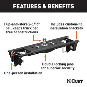 Curt 99-99 Ford F-250 Super Duty Double Lock EZr Gooseneck Hitch Kit w/Installation Brackets