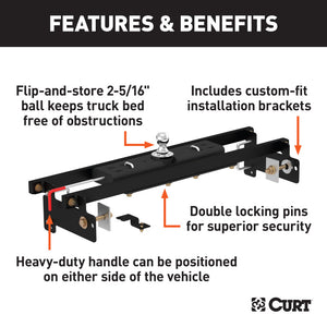 Curt 07-18 GMC Sierra 1500 Classic Double Lock Gooseneck Hitch Kit w/Installation Brackets