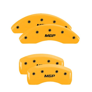 MGP 4 Caliper Covers Engraved Front JEEP Engraved Rear JEEP Grill logo Yellow finish black ch